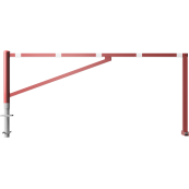 Swing barrier | for casting in concrete, hot-dip galvanized and red coated with white reflecting rings | clear width: 3000 mm | for padlock